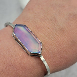 Magical Aura Opal Hexagon Doublet Cuff Bracelets in Sterling Silver