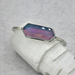 Magical Aura Opal Hexagon Doublet Cuff Bracelets in Sterling Silver