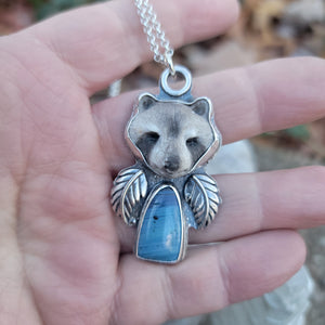 Raccoon Winter Totem Pendant in Sterling Silver