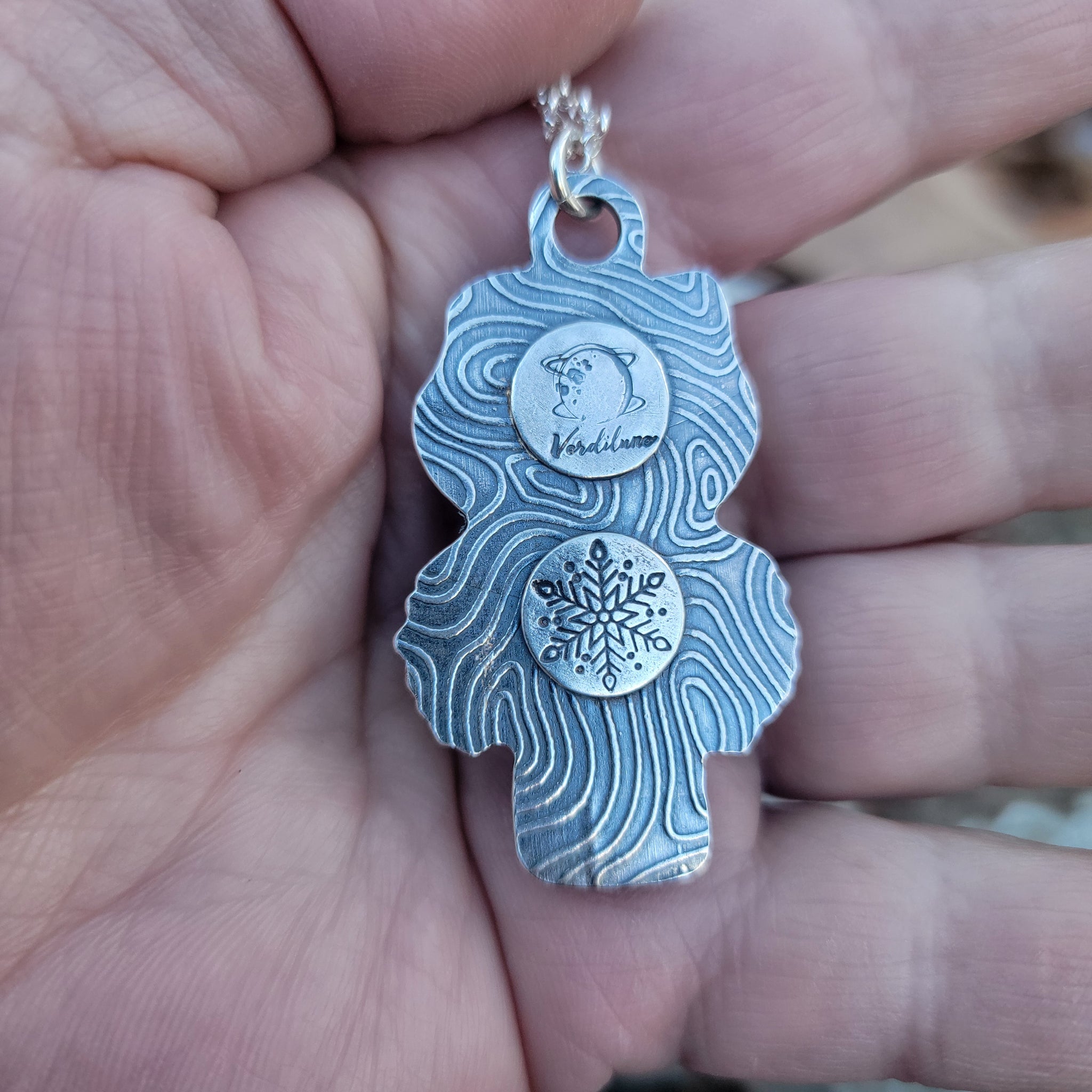 Raccoon Winter Totem Pendant in Sterling Silver