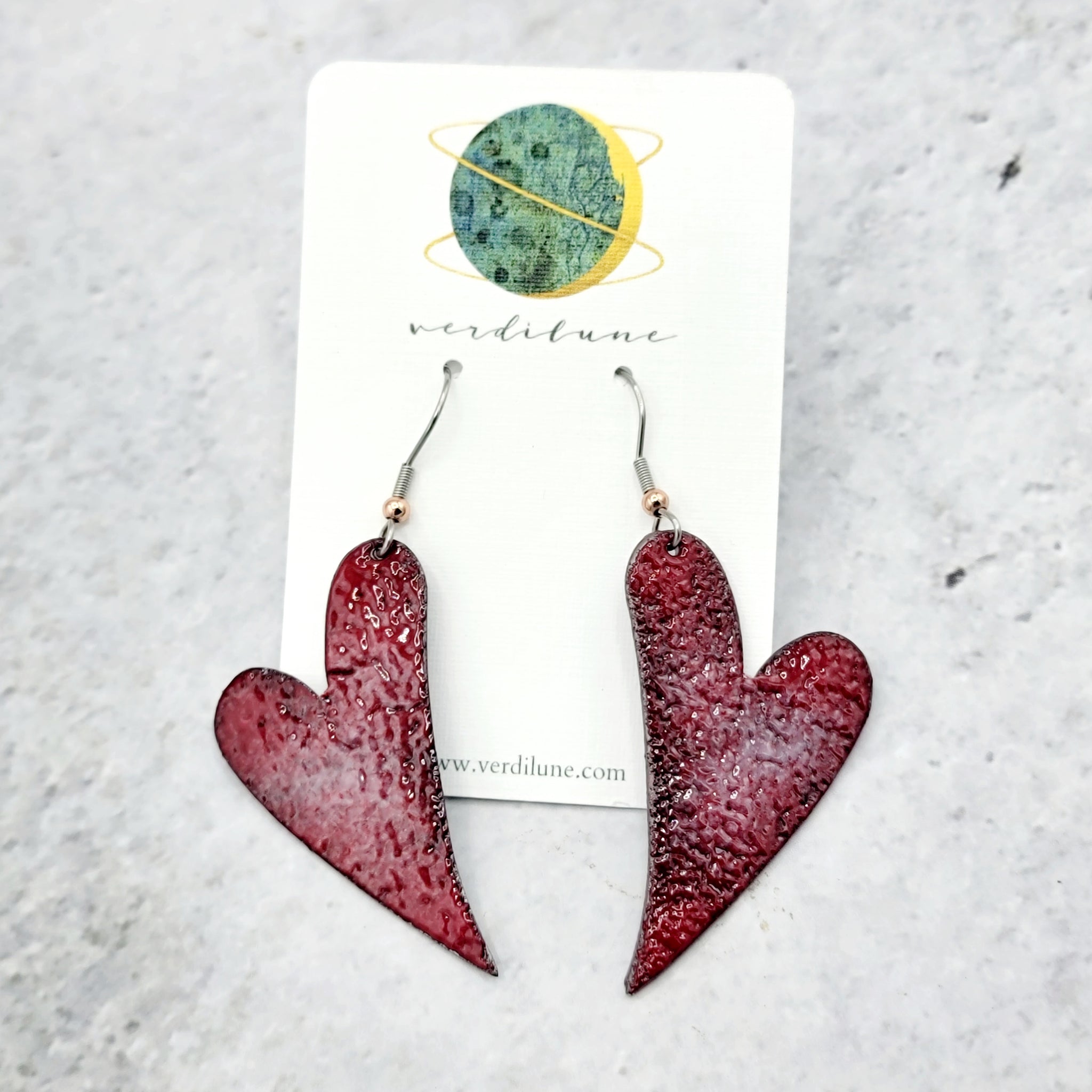 Salvaged Copper Heart Earrings