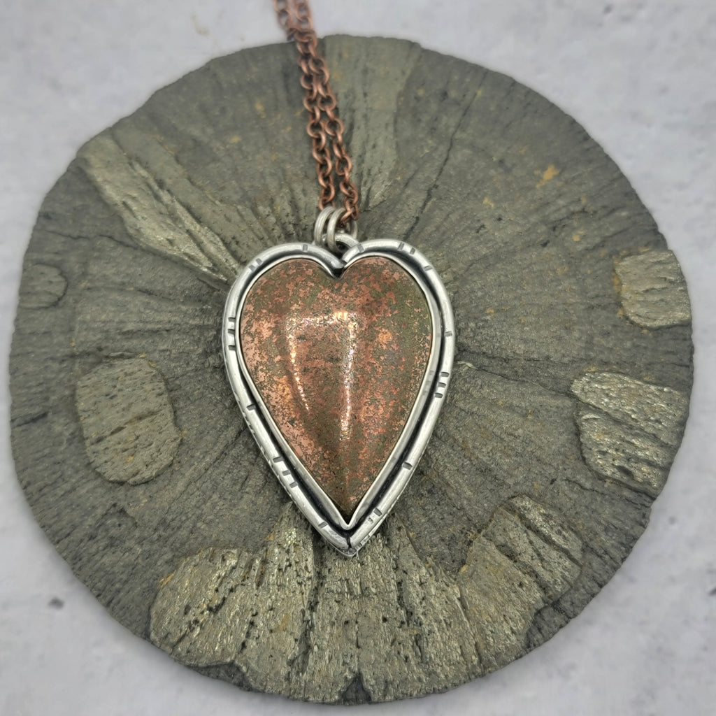 Native Copper Heart Pendant in Sterling Silver