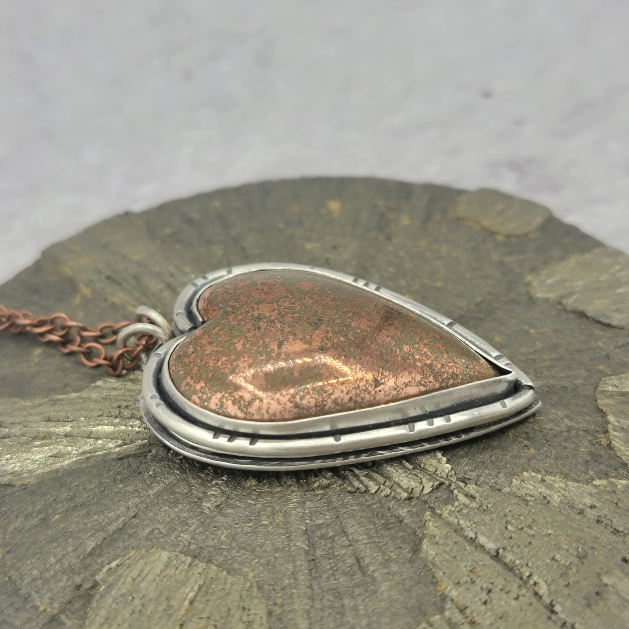 Native Copper Heart Pendant in Sterling Silver