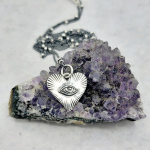 Eye in Heart Pendant in Sterling Silver