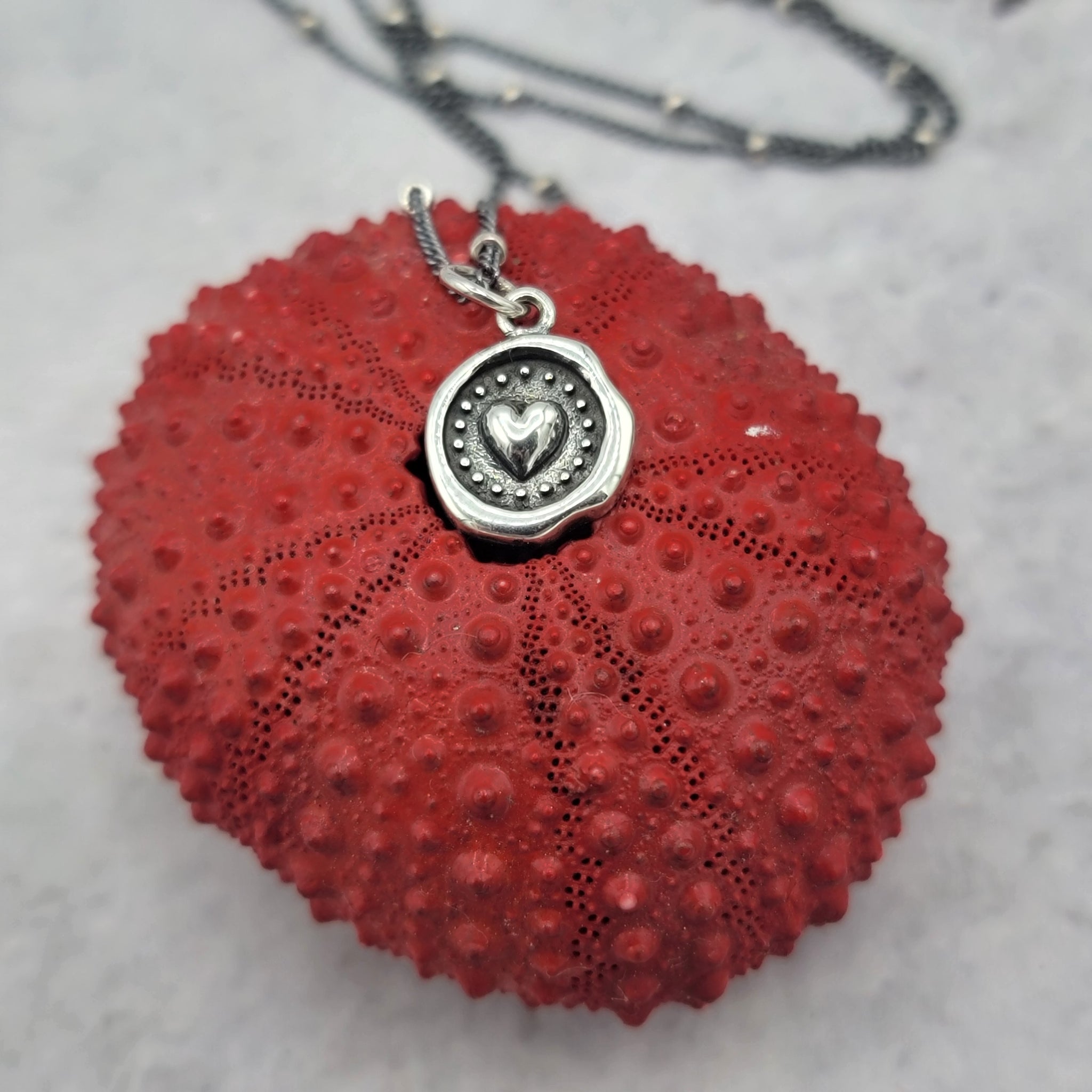 Wax Seal Heart Pendant in Sterling Silver