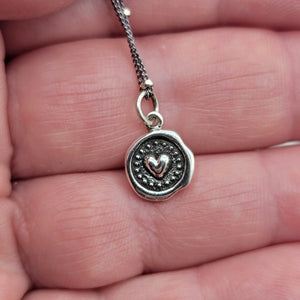 Wax Seal Heart Pendant in Sterling Silver