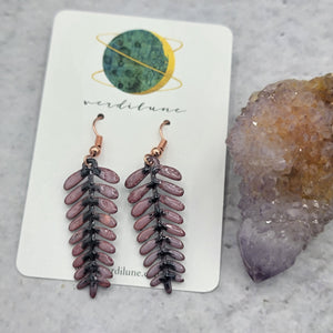 Enameled Copper Fern Earrings