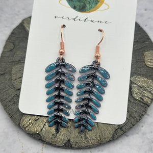 Enameled Copper Fern Earrings