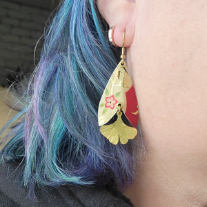 Ginkgo Collection - Repurposed Vintage Tin Earrings