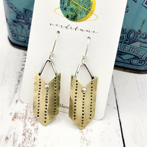 Boho Arrow Earrings - Handstamped Brass & Sterling Silver