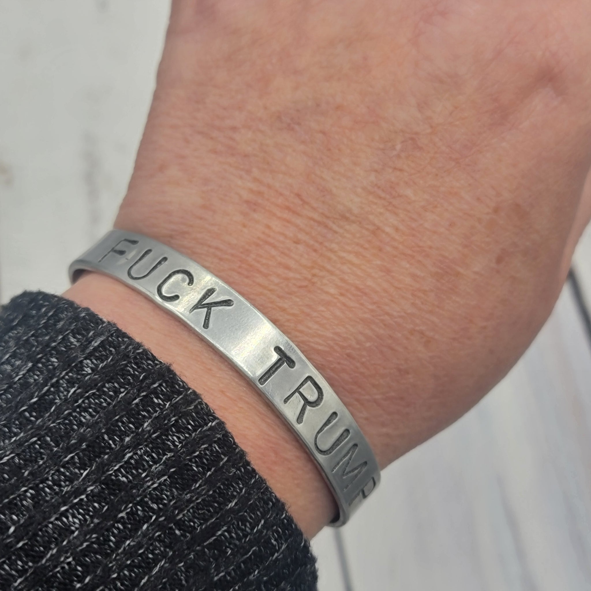 F*&k Trump Handstamped Aluminum Cuff Bracelet