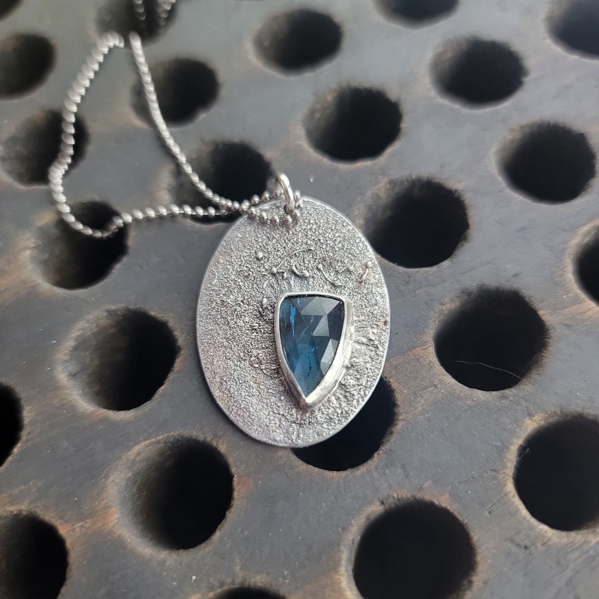 Rustic Kyanite See-Thru Pendant in Recycled Sterling Silver