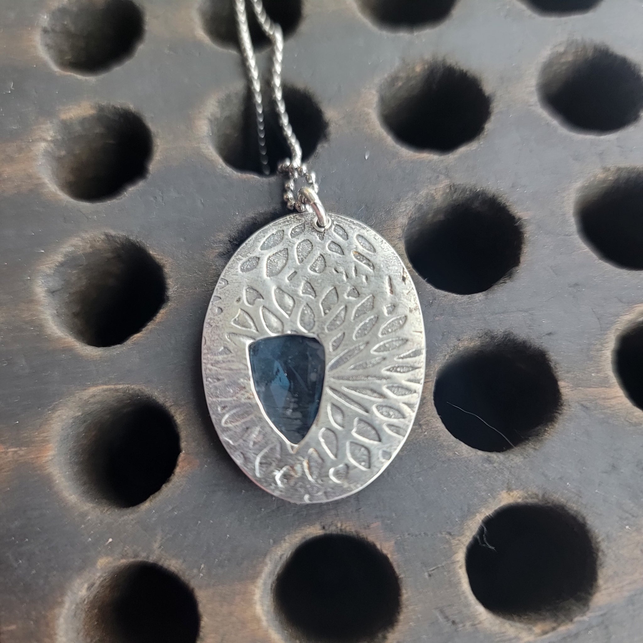 Rustic Kyanite See-Thru Pendant in Recycled Sterling Silver