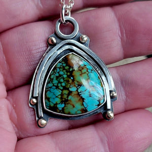 Trillion Cut Hubei Turquoise Pendant in Sterling Silver