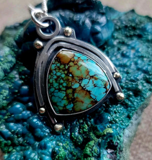 Trillion Cut Hubei Turquoise Pendant in Sterling Silver