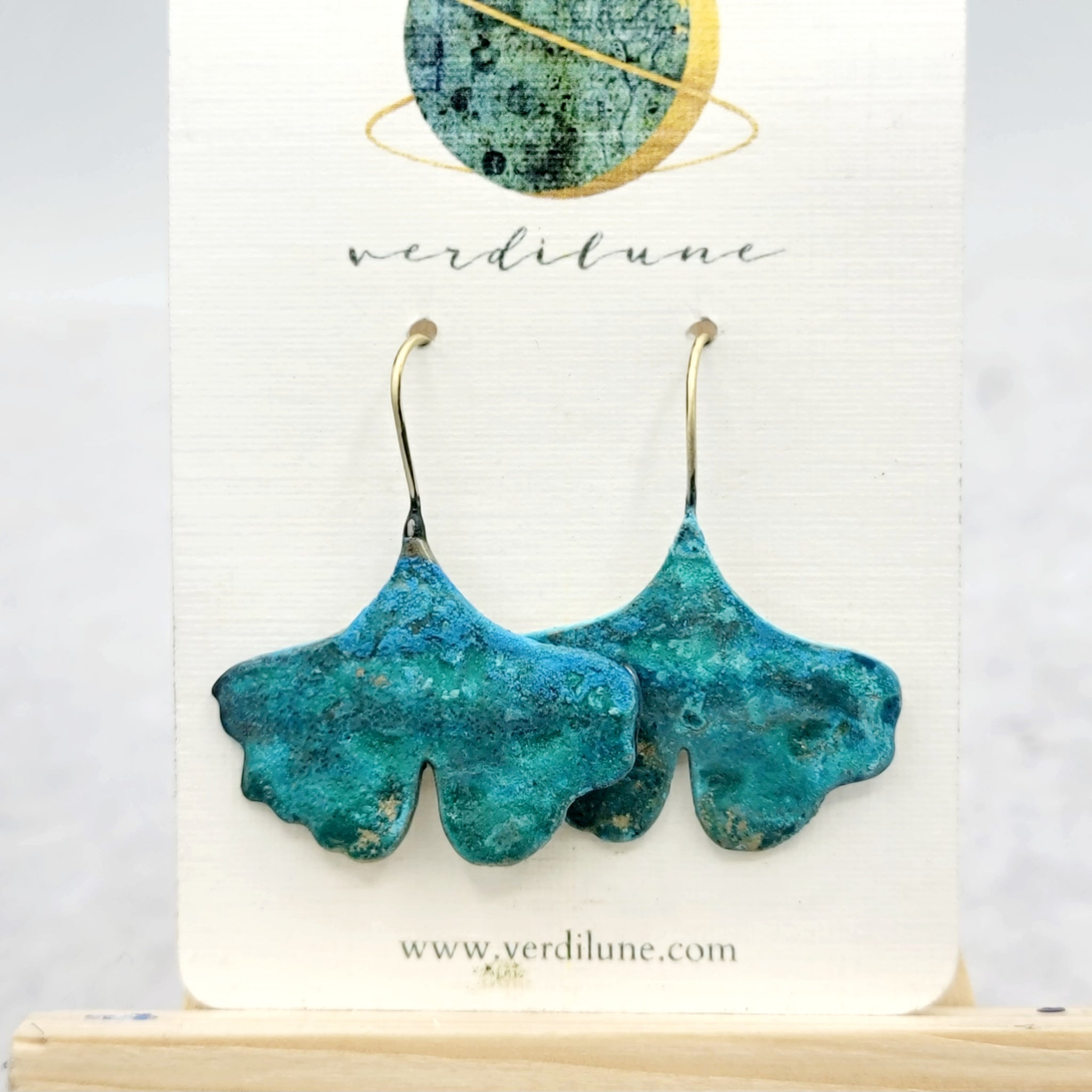 Sultry Summer Ginkgo Leaf Brass Earrings