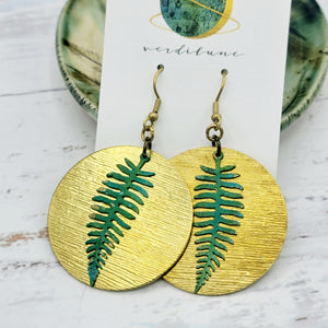 Sultry Summer Ferns Verdigris Patina Earrings