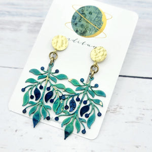 Sultry Summer Berry Bush Verdigris Patina Earrings