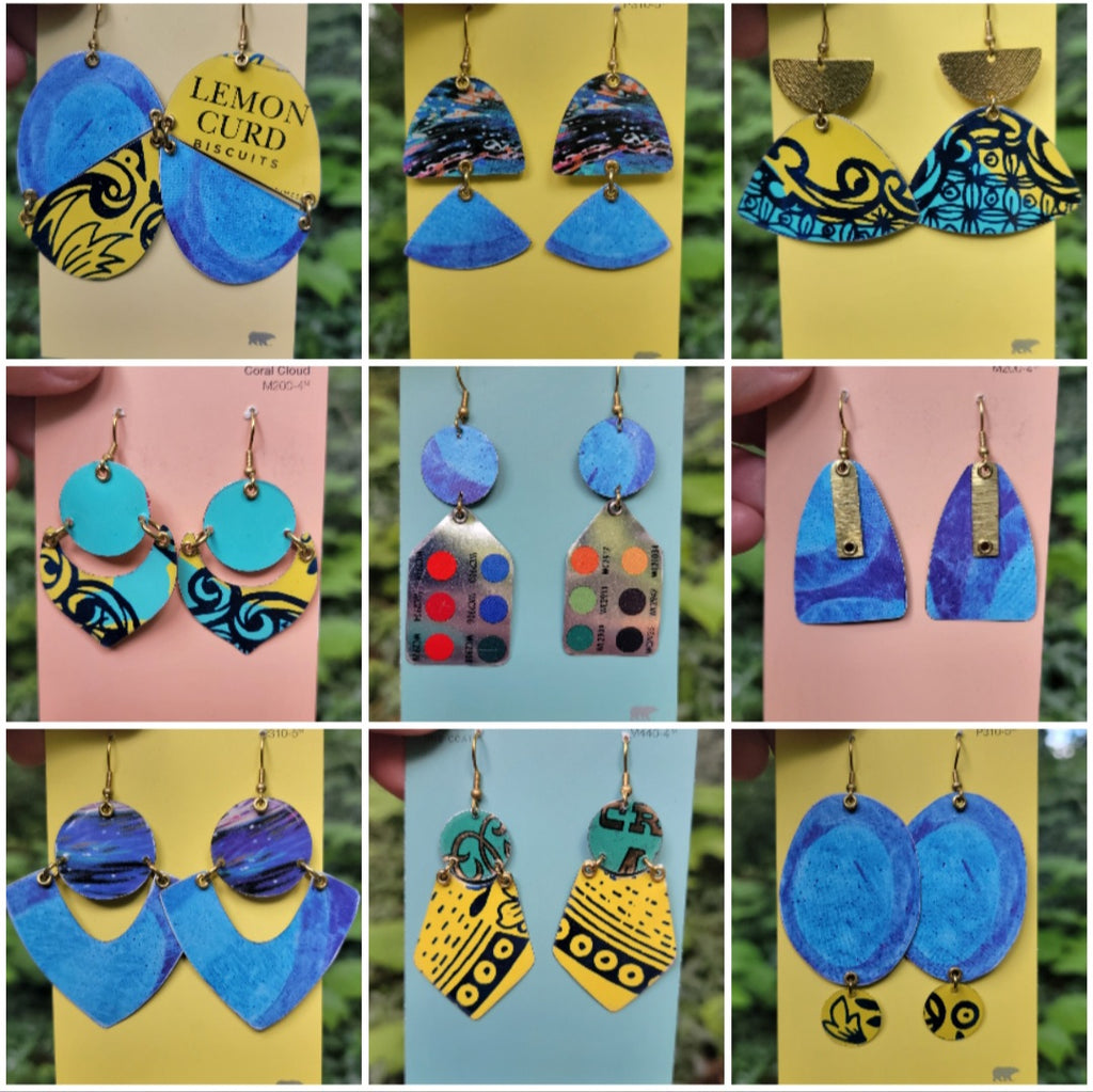 Blueberries & Lemon Curd Collection - Repurposed Tin Earrings