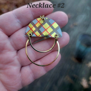 Sparkle Plaid Collection - Repurposed Vintage Tin Earrings & Necklaces