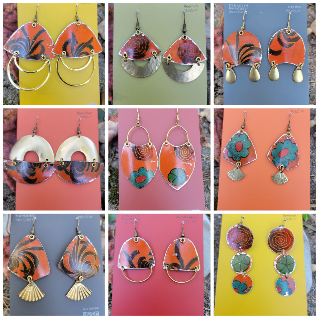 Rustic Autumn Collection - Repurposed Tin Earrings