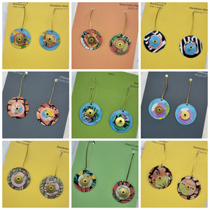 Kinetic Circles Collection - Repurposed Vintage Tin Earrings