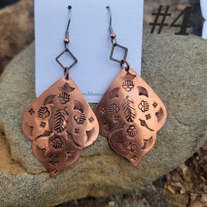 Moroccan Mandala Earrings in Copper