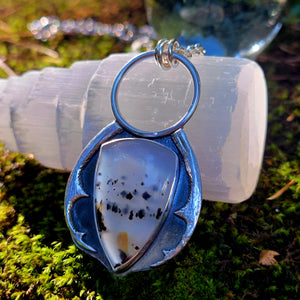 Montana Agate Antlers Statement Necklace in Sterling Silver