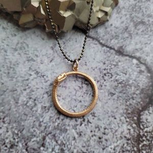 Bronze Ouroboros Snake Pendant