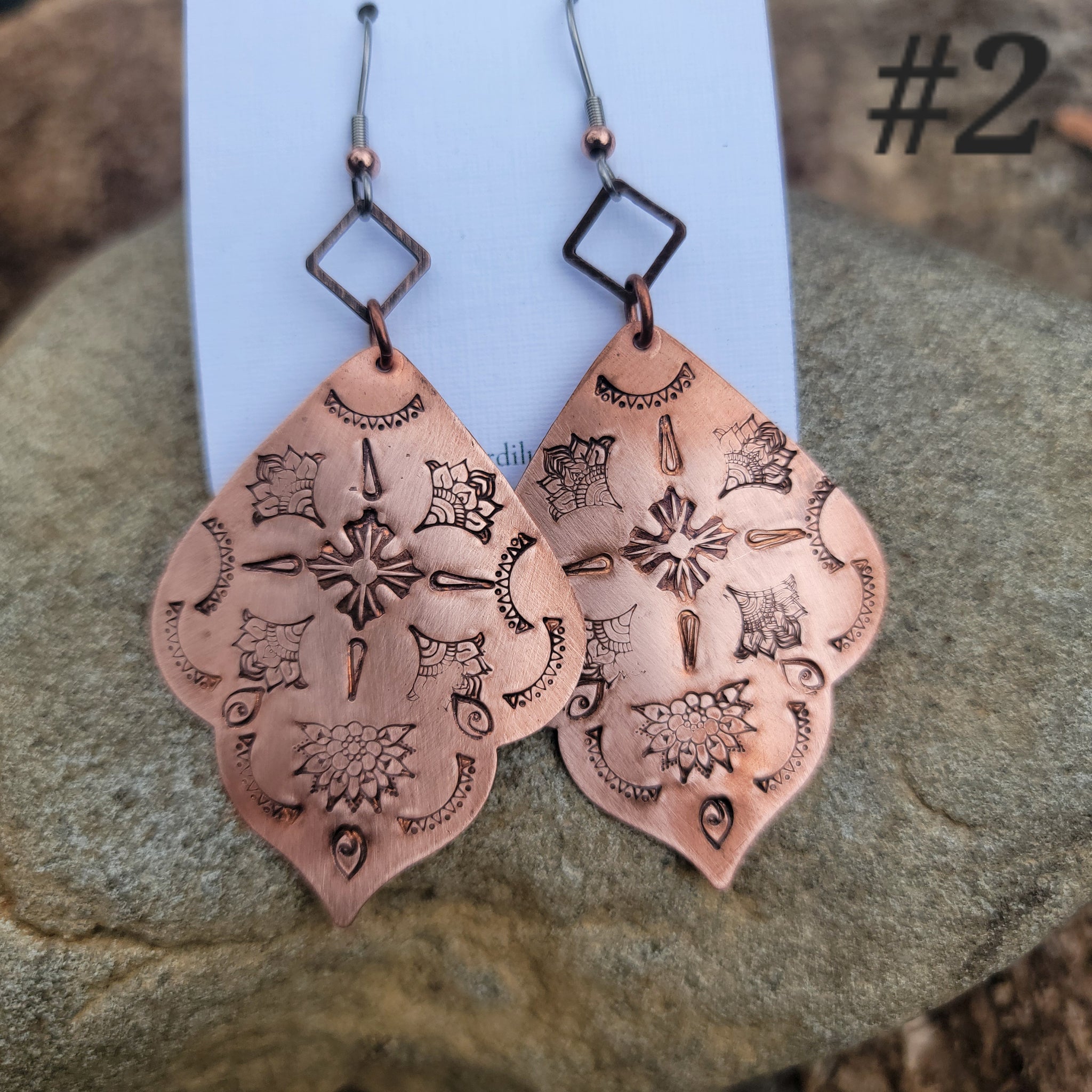 Moroccan Mandala Earrings in Copper