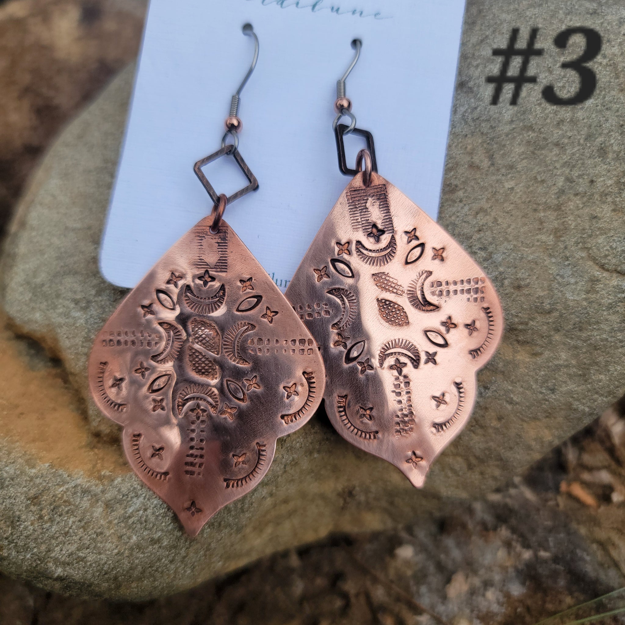 Moroccan Mandala Earrings in Copper