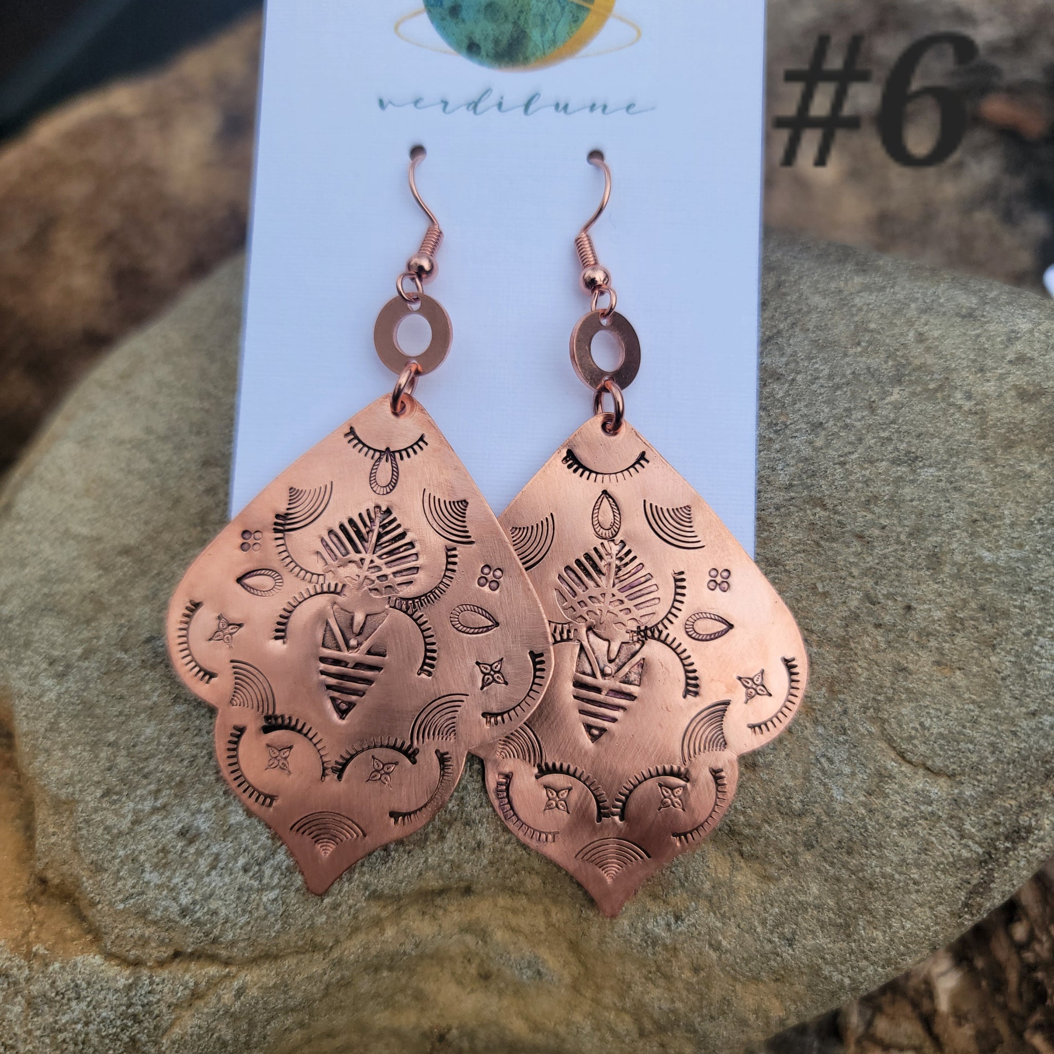 Moroccan Mandala Earrings in Copper