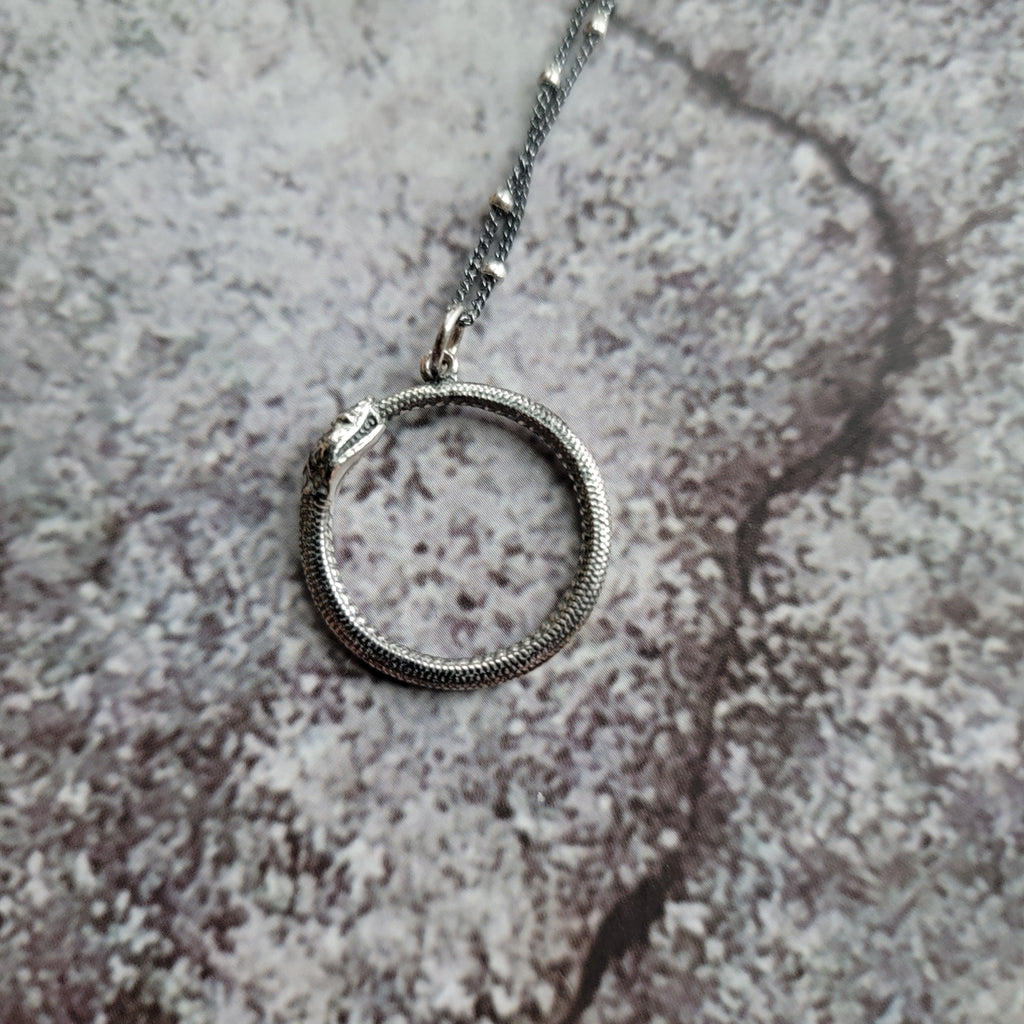 Sterling Silver Ouroboros Snake Pendant