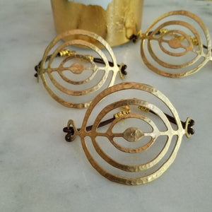 Gold Circles Bracelet in Metallic Brown Leather - Verdilune