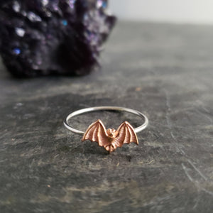 Sterling Stacking Ring with Copper Bat - Verdilune