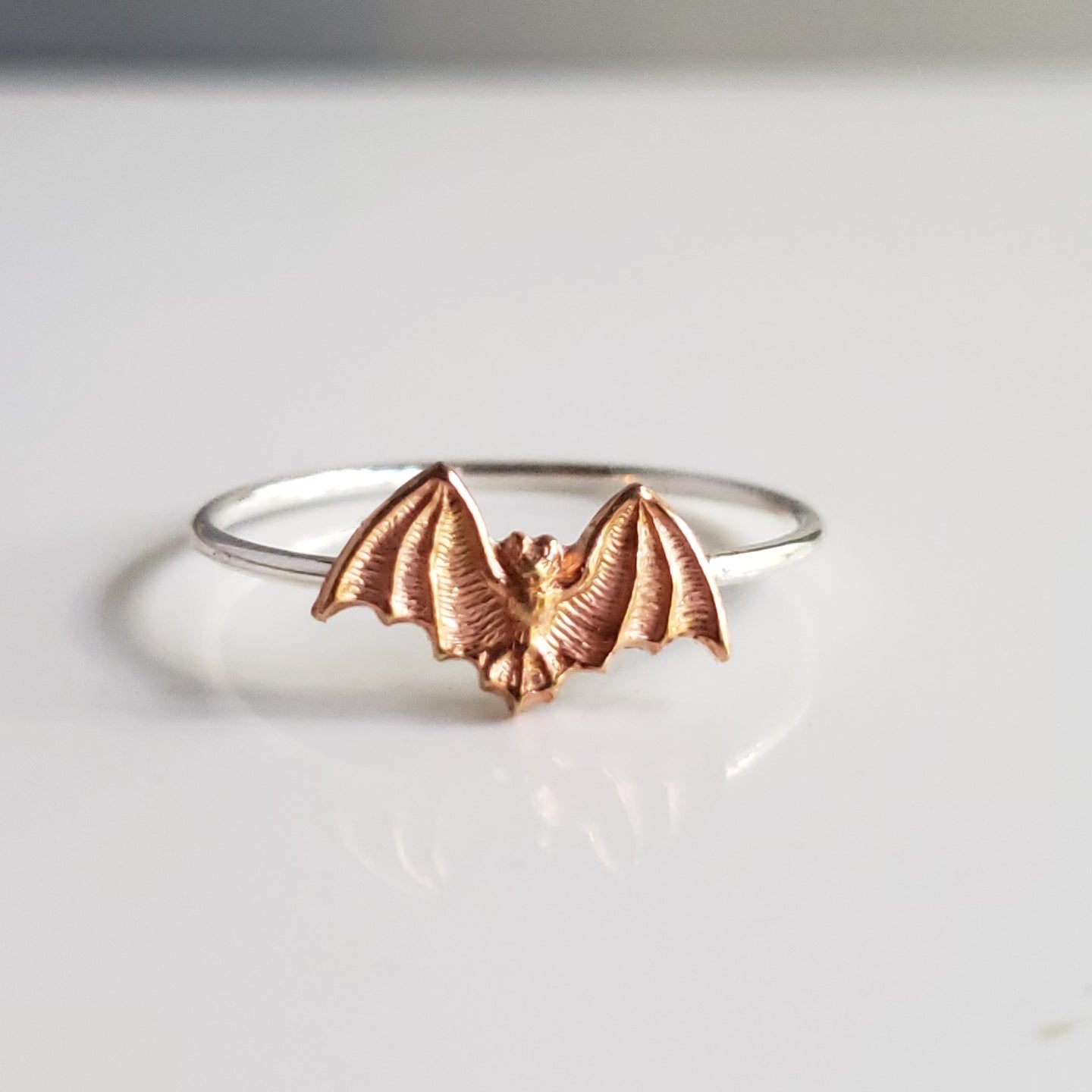 Sterling Stacking Ring with Copper Bat - Verdilune