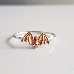 Sterling Stacking Ring with Copper Bat - Verdilune