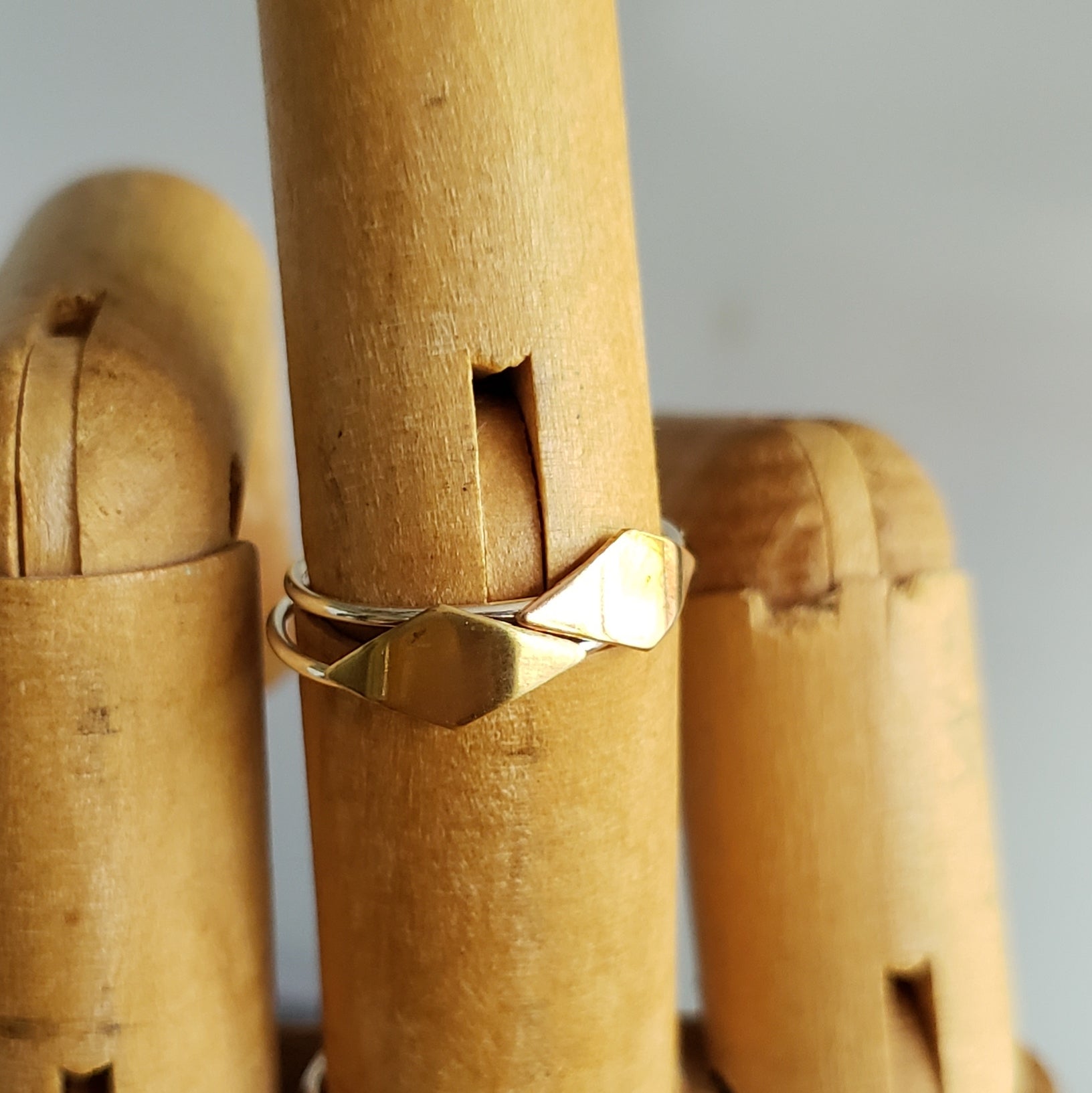 Diamond Shape Copper & Sterling Silver Ring