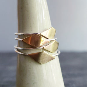 Diamond Shape Copper & Sterling Silver Ring