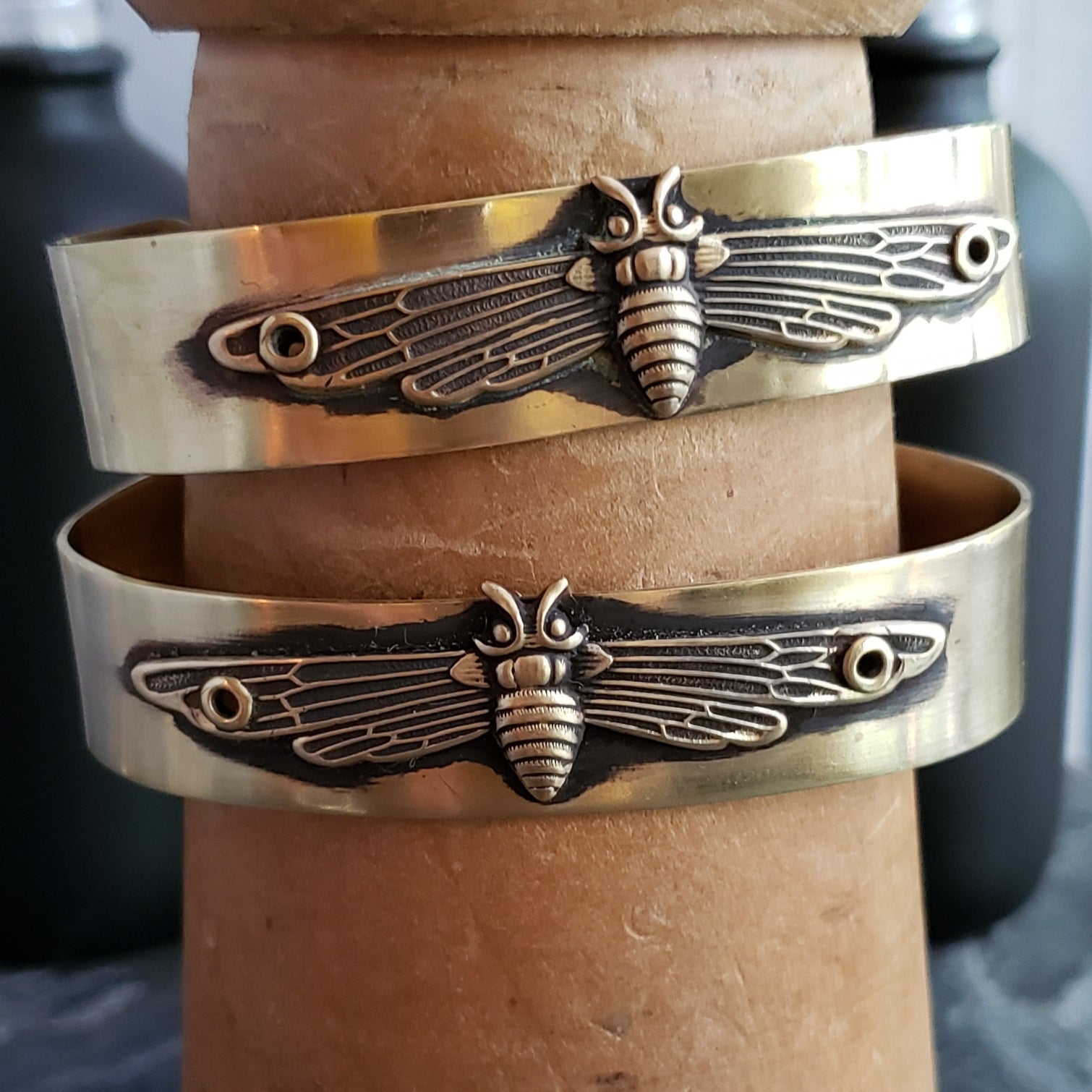 Mothra Riveted Brass Cuff Bracelet