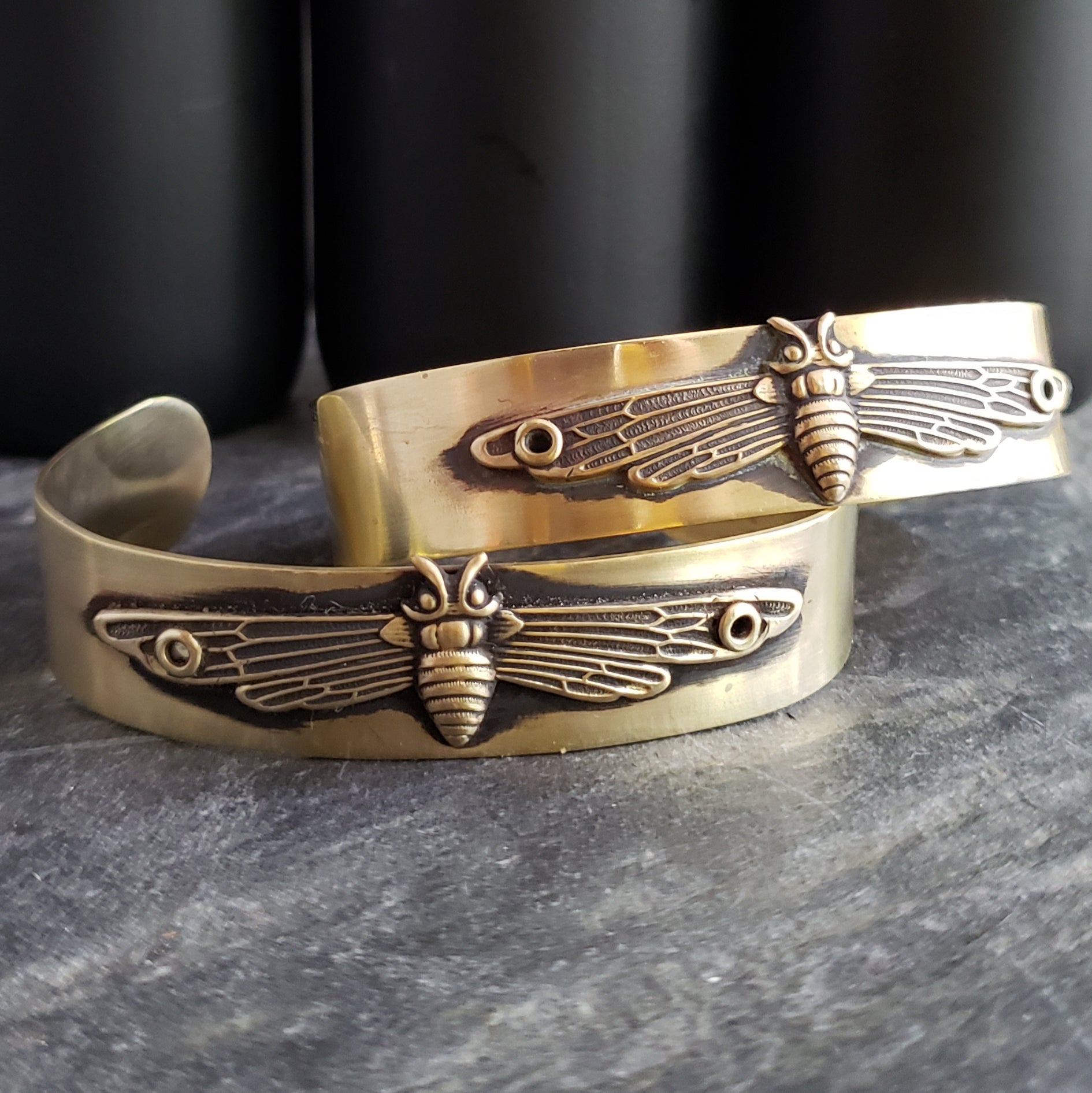 Mothra Riveted Brass Cuff Bracelet