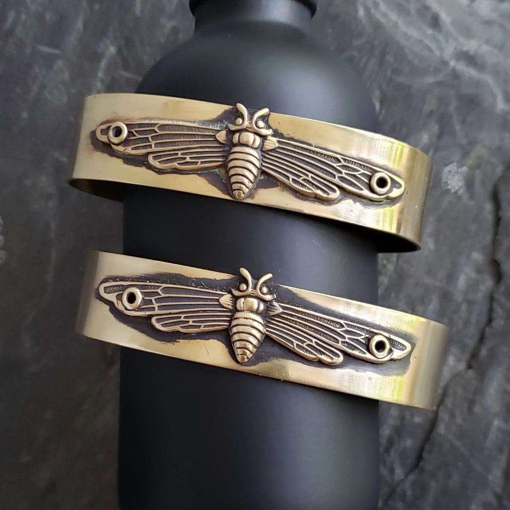 Mothra Riveted Brass Cuff Bracelet