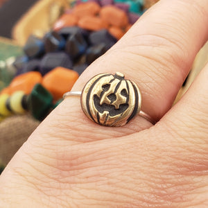 Jack O' Lantern Brass & Sterling Stacking Ring