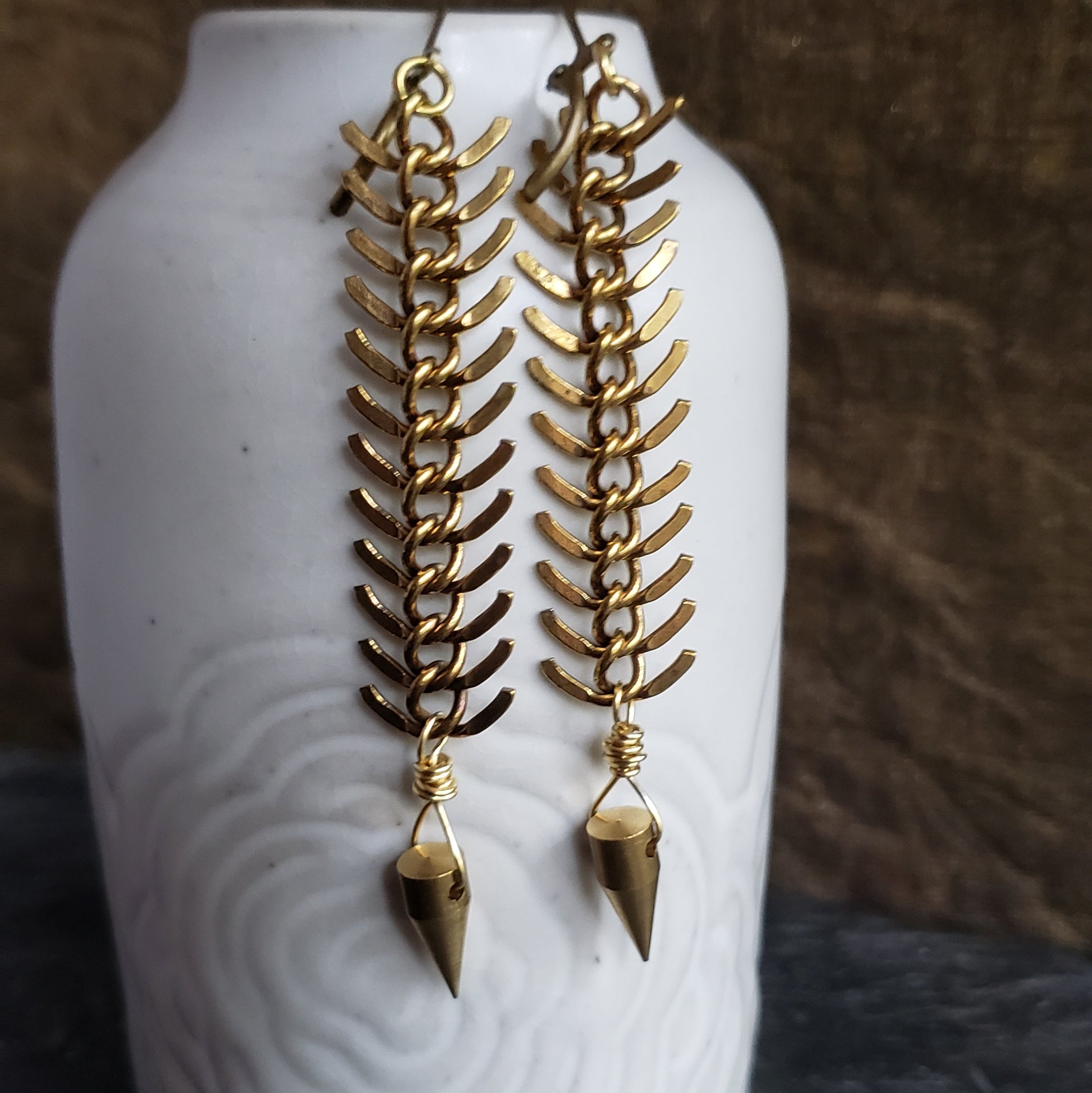 Brass Spike Pendulum Earrings