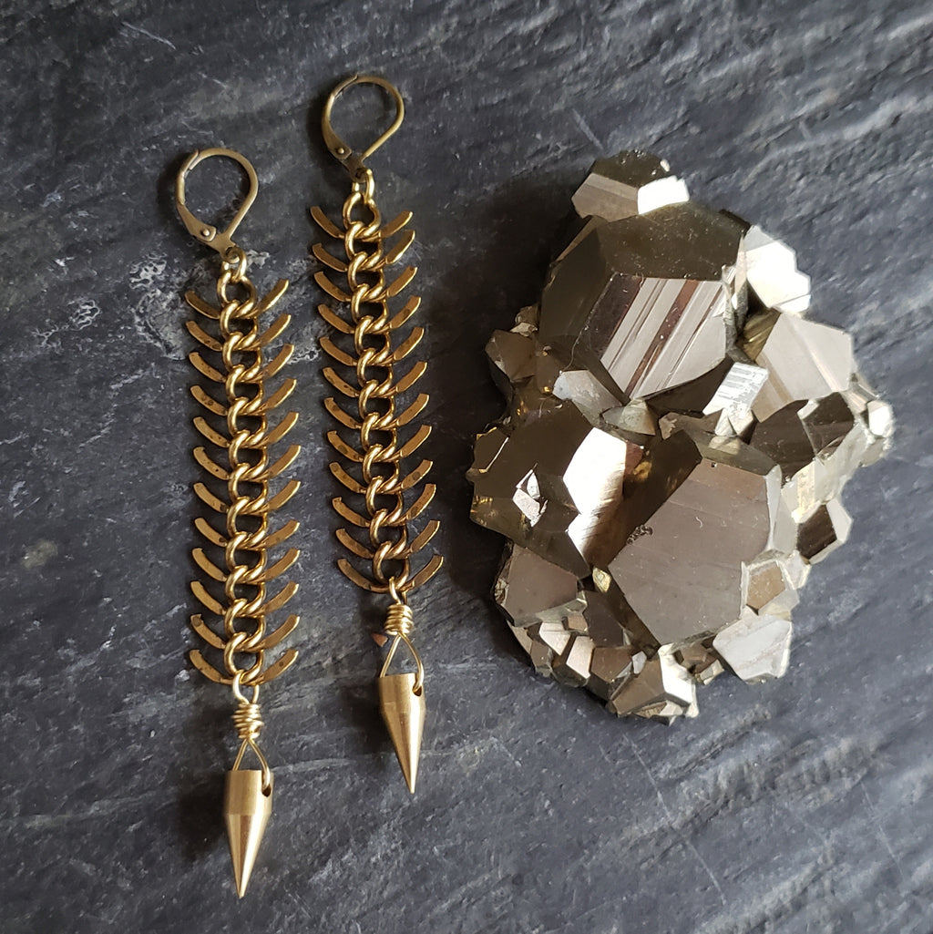 Brass Spike Pendulum Earrings