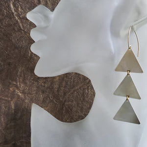 Triangle Stack Brushed Brass Earrings