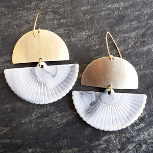 Lucite Fans Boho Brass Swing Earrings