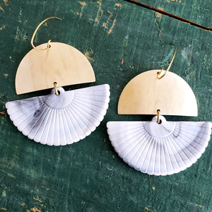 Lucite Fans Boho Brass Swing Earrings