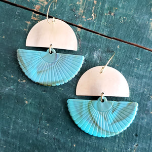 Lucite Fans Boho Brass Swing Earrings