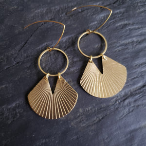 OXOX Ridged Brass Earrings